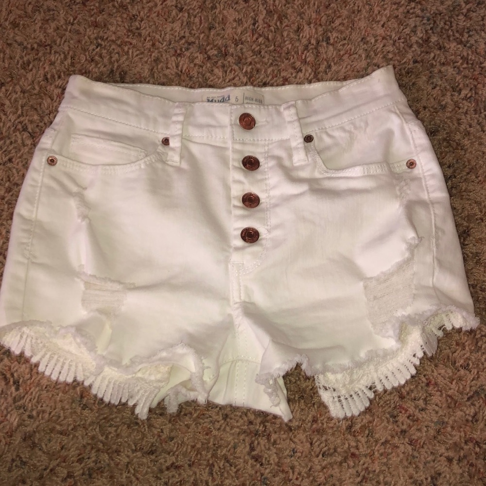 High Rise White Shorts